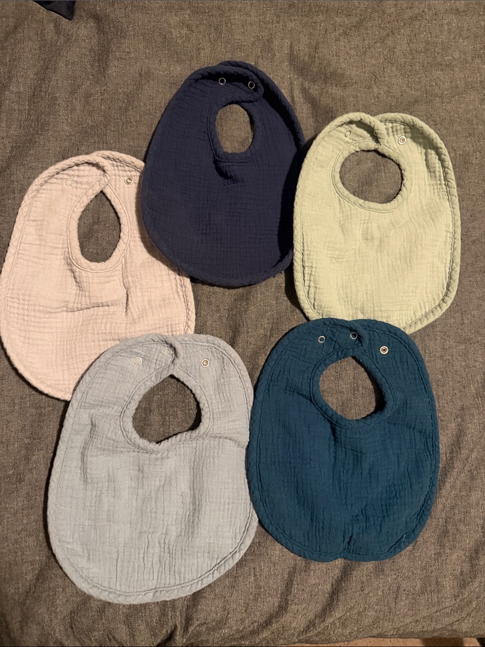 Soft Muslin Baby Bibs - Pack of 5 (blues)